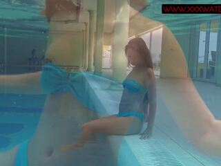 Babes swim and get lascivious underwater Mia and Lina