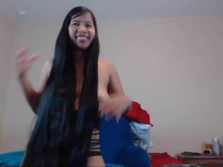Sexy Long Haired Asian Striptease and Hairplay: HD x rated clip 7a