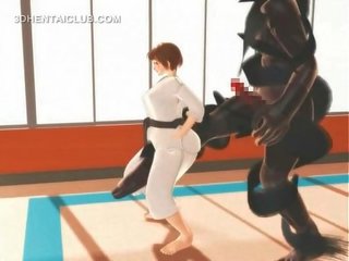 Hentai karate lassie gagging on a massive member in 3d