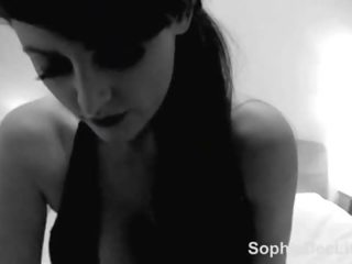 Busty British pornstar Sophie Dee masturbates for you in black and white
